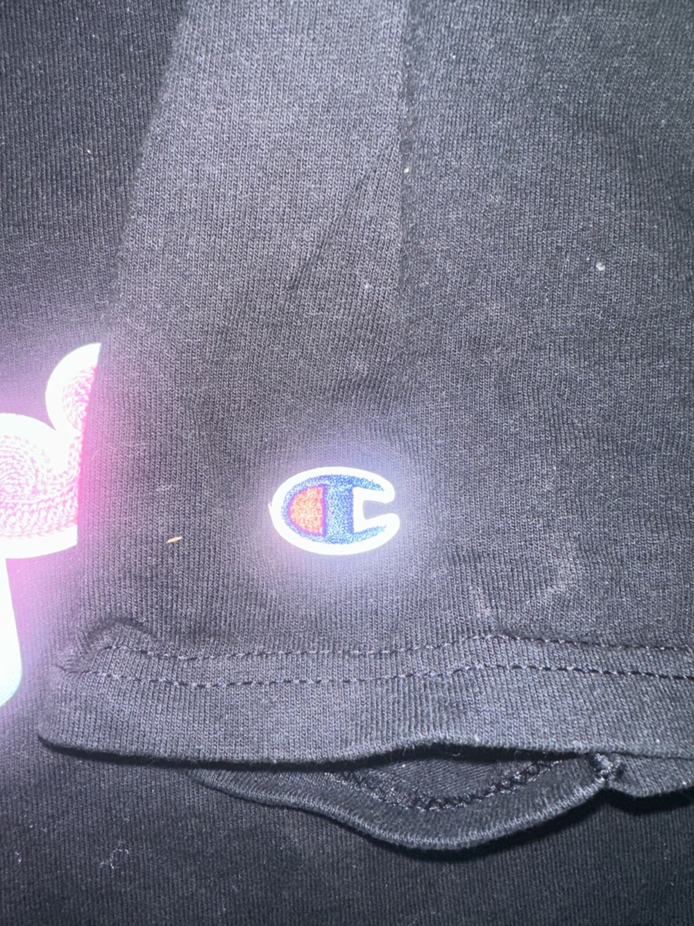 Champion Black T-Shirt with Pink Script Logo - Picture 2 of 6